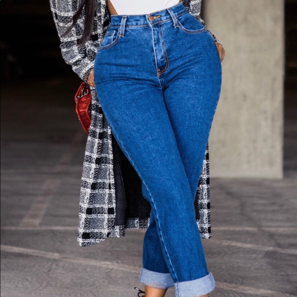 Dark denim mama jeans